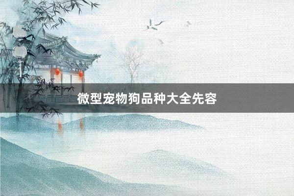微型宠物狗品种大全先容